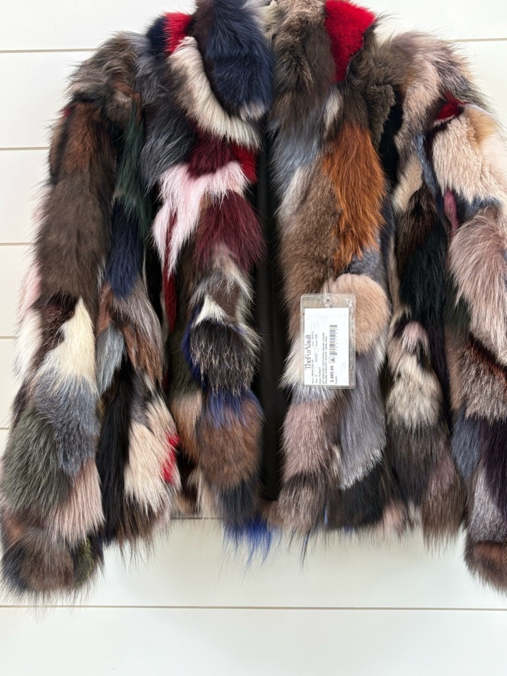Dyed Multicolored Real Fox Fur- Women's Luxury Statement Coat - Picture 3 of 16